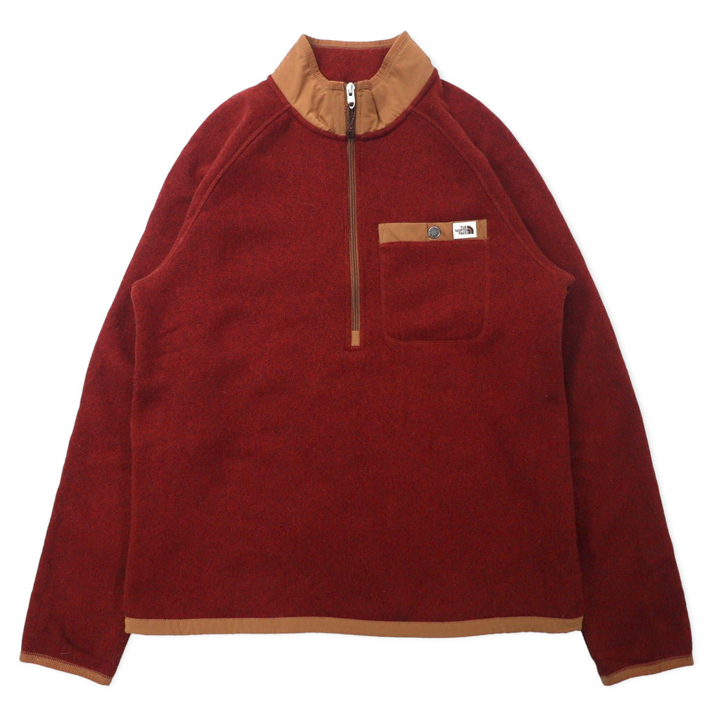 日本然リトテ-古着オンライン-THE NORTH FACE ハーフジップ フリースジャケット M レッド ポリエステル-THE NORTH FACE Half Zip FLEECE Jacket M Red Polyester