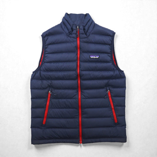 Patagonia ダウン セーター ベスト S ネイビー グースダウン 84622 フルジップ ハイネック