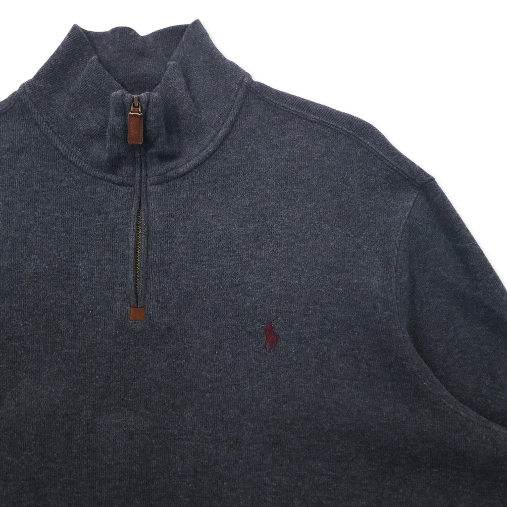 Polo by Ralph Lauren Half Zip Sweatshirt XL Grey Cotton Small Pony Embroidery Big Size