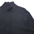 Polo by Ralph Lauren Half Zip Sweatshirt XL Grey Cotton Small Pony Embroidery Big Size