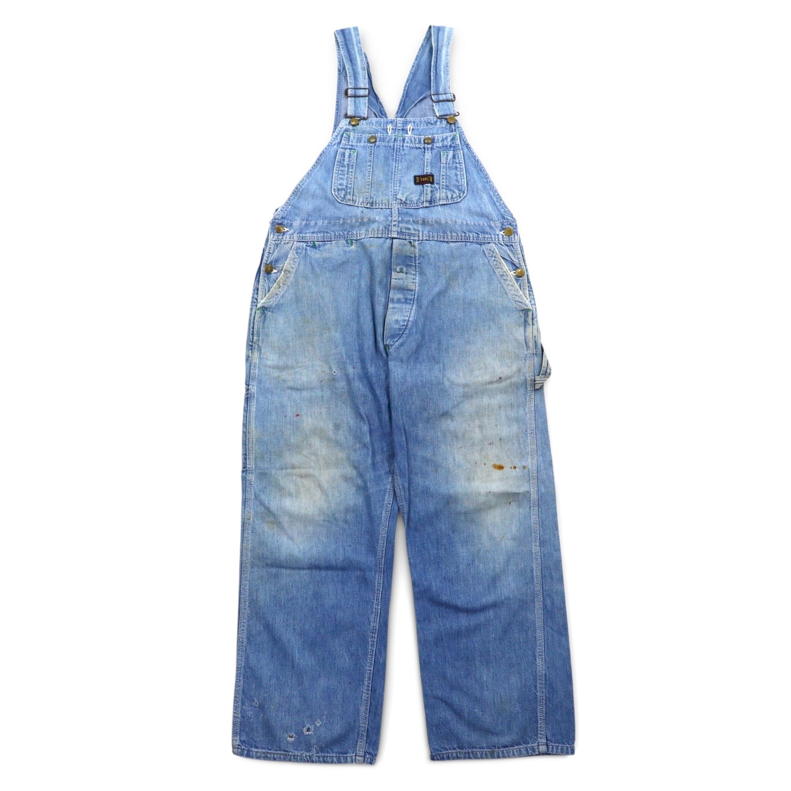 BIG SMITH 50's USA made denim painter overalls XXL indigo blue donut buttons black tag