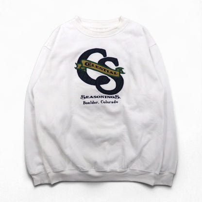 USA製 90年代 BAC PREMIER カレッジ刺繍 スウェット M ホワイト コットン 鹿の子 裏起毛 CELESTIAL