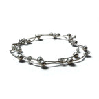 Vintage 2-Way Silver Necklace, Dot and Wave Design, Double Bracelet, 925 Sterling Silver