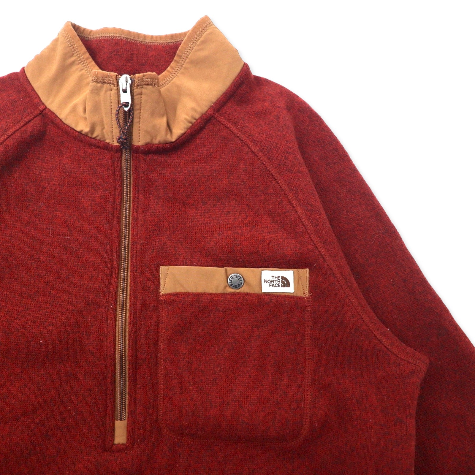 THE NORTH FACE Half Zip Fleece Jacket M Red Polyester