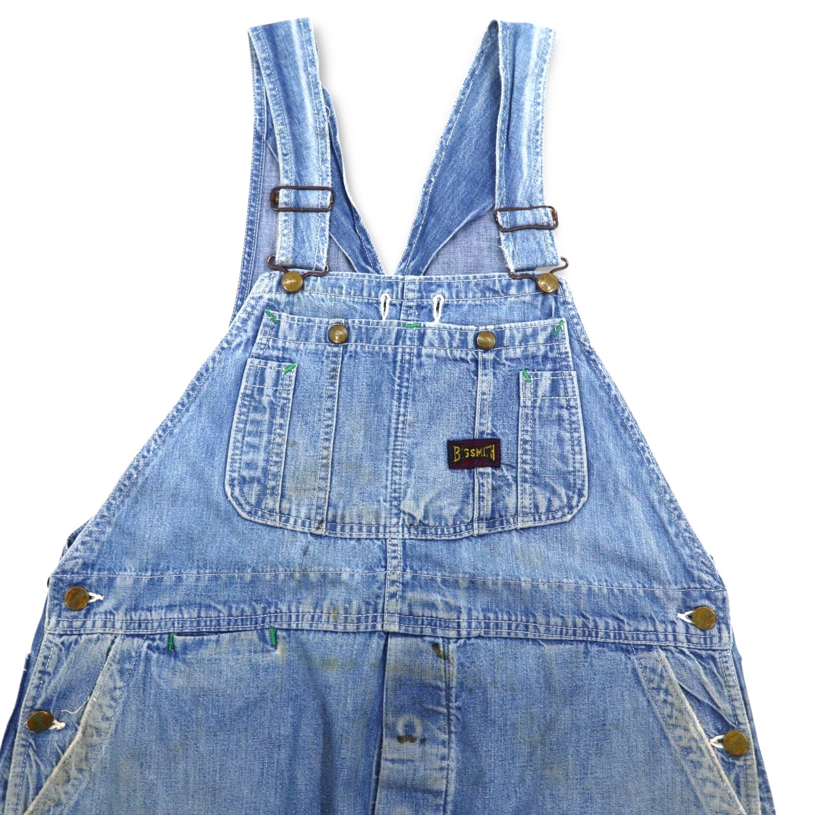 BIG SMITH 50's USA made denim painter overalls XXL indigo blue donut buttons black tag