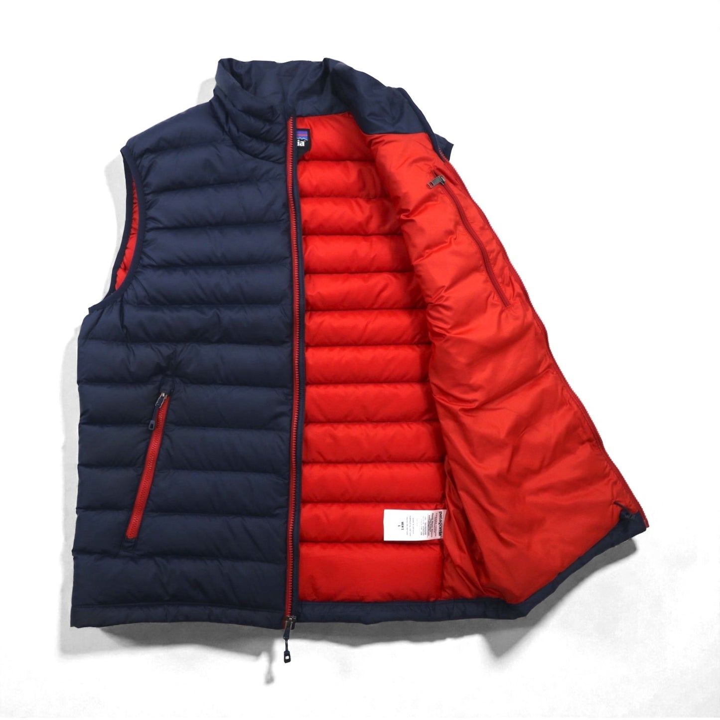 Patagonia ダウン セーター ベスト S ネイビー グースダウン 84622 フルジップ ハイネック