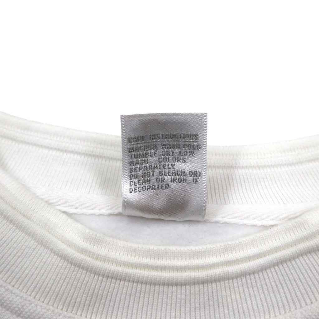 Made in the USA, 90s BAC PREMIER College Embroidered Sweatshirt, Size M, White, Cotton, Pique, Fleece-Lined, CELESTIAL