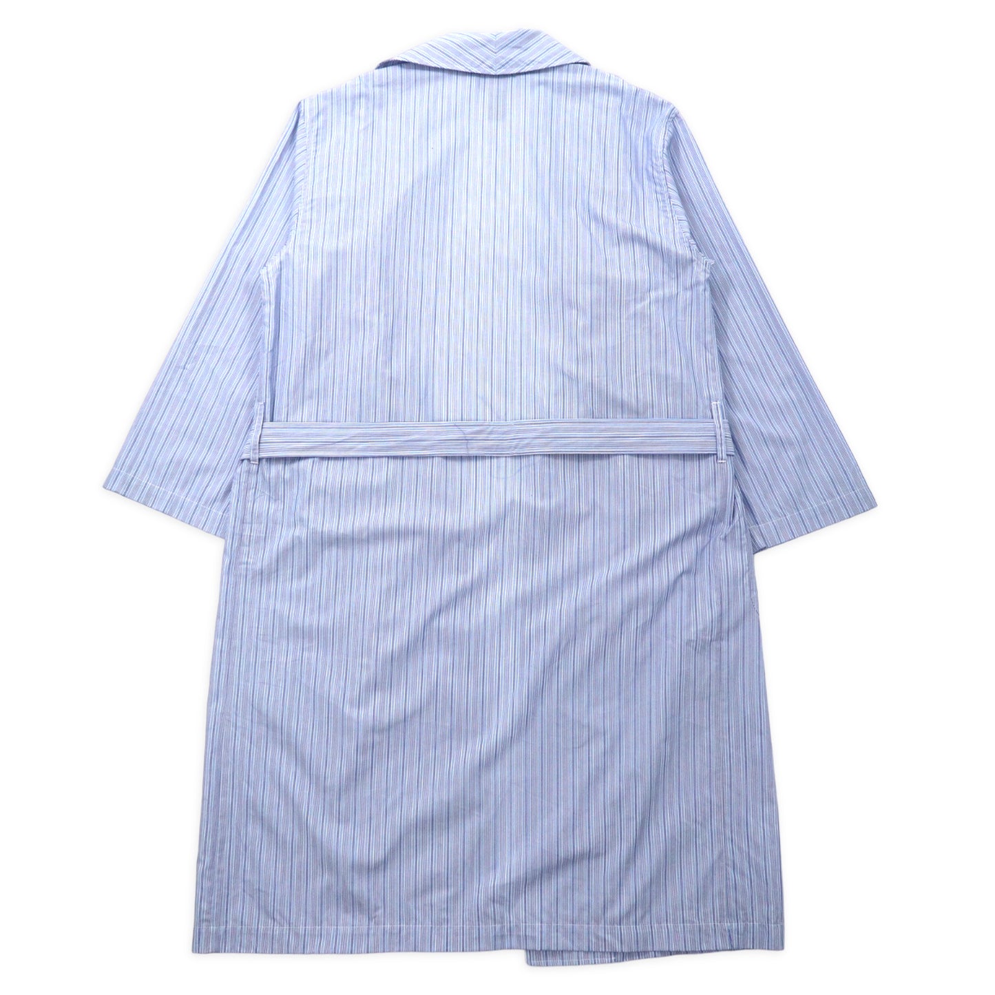 POLO RALPH LAUREN ガウンコート S/M ブルー ストライプ コットン スモールポニー刺繍 ビッグサイズ