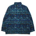 FILA Made in Italy 90s All-over Print Half Button Snap Tee Fleece Jacket XXL Green Blue