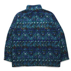 FILA Made in Italy 90s All-over Print Half Button Snap Tee Fleece Jacket XXL Green Blue