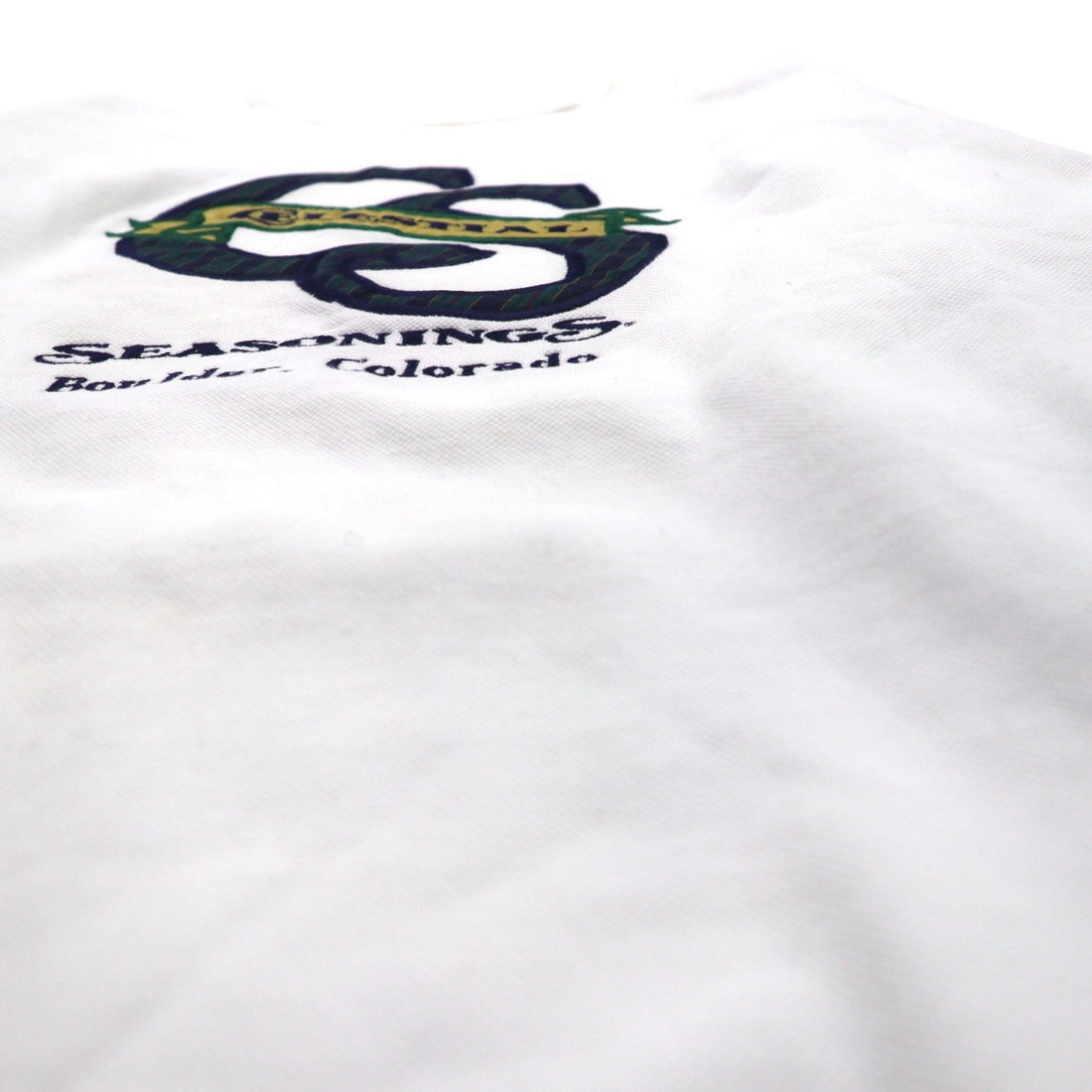 Made in the USA, 90s BAC PREMIER College Embroidered Sweatshirt, Size M, White, Cotton, Pique, Fleece-Lined, CELESTIAL