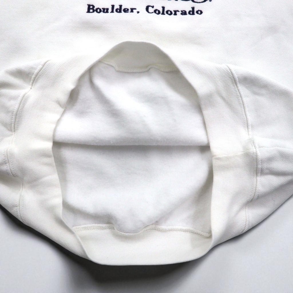 Made in the USA, 90s BAC PREMIER College Embroidered Sweatshirt, Size M, White, Cotton, Pique, Fleece-Lined, CELESTIAL