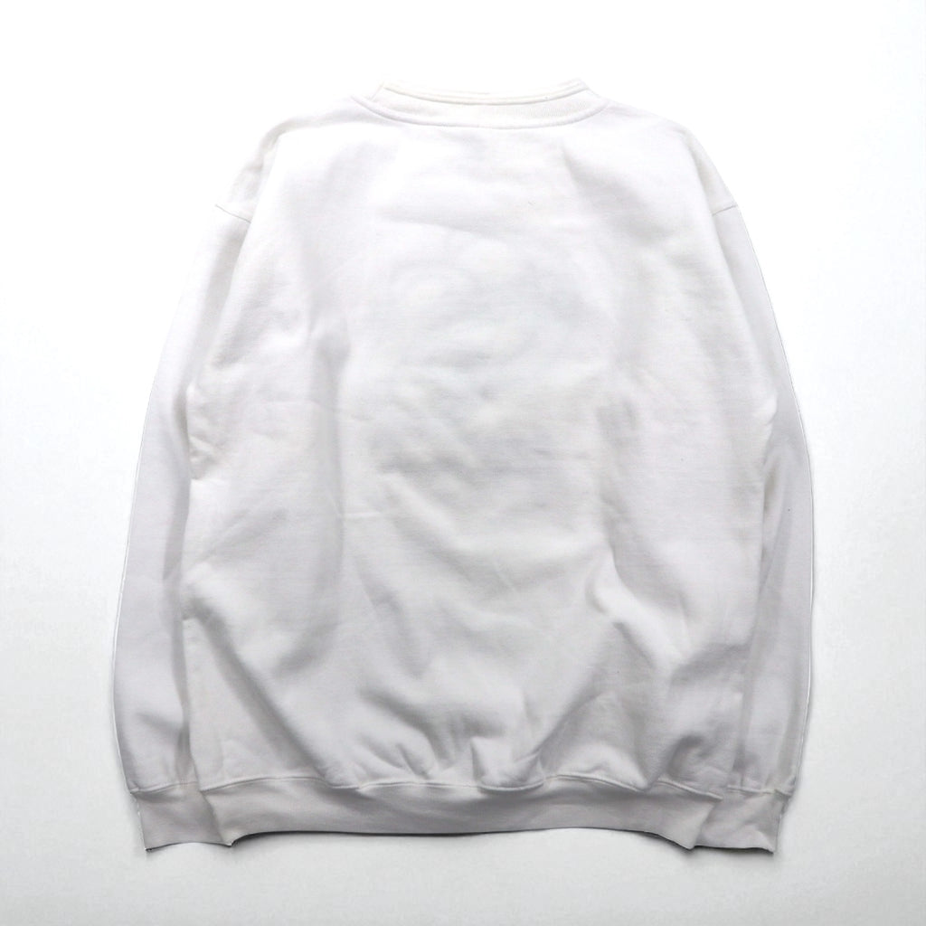Made in the USA, 90s BAC PREMIER College Embroidered Sweatshirt, Size M, White, Cotton, Pique, Fleece-Lined, CELESTIAL