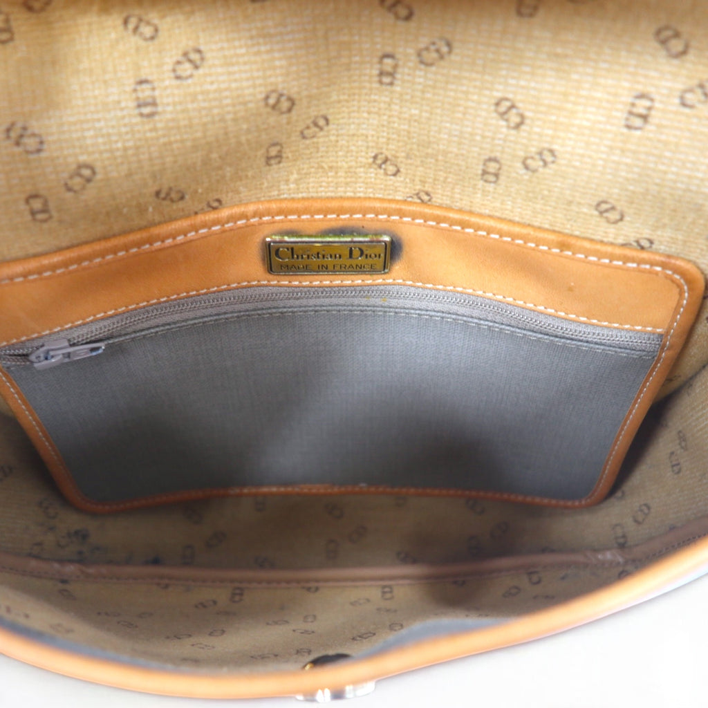 Christian Dior Made in France Old Shoulder Bag PVC Leather Grey CD Logo