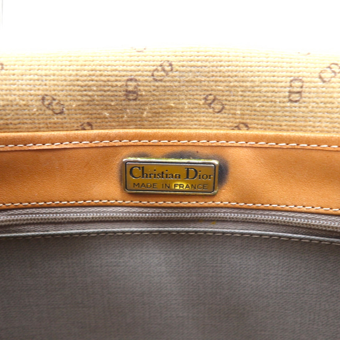Christian Dior Made in France Old Shoulder Bag PVC Leather Grey CD Logo