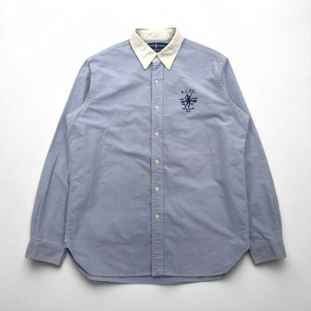 Ralph Lauren 90s RLPC Oxford Button-Down Shirt, Size L, Blue, 1932-34-35, NY, with One-Point Embroidery