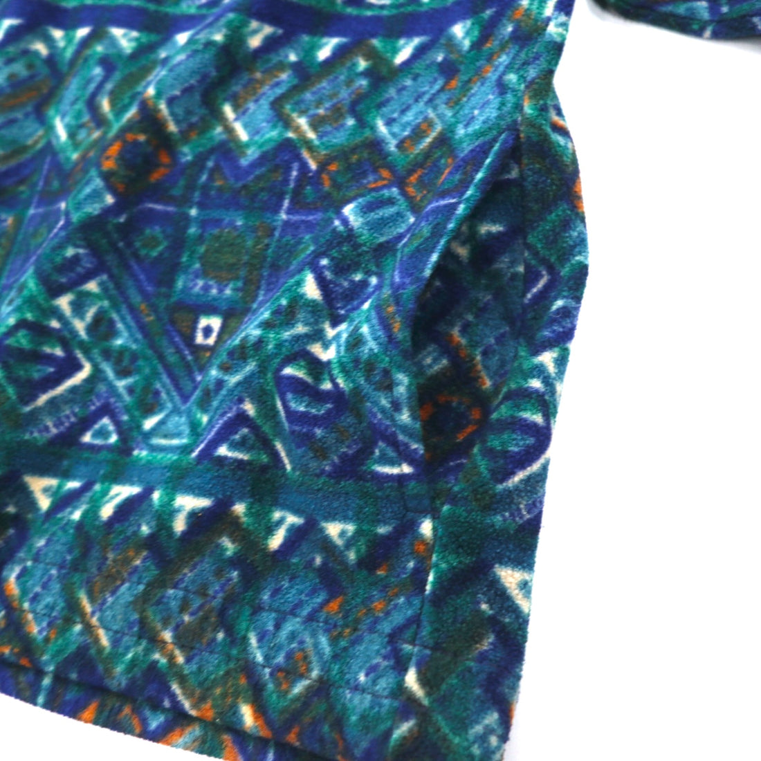 FILA Made in Italy 90s All-over Print Half Button Snap Tee Fleece Jacket XXL Green Blue