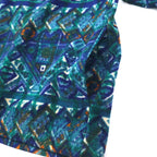 FILA Made in Italy 90s All-over Print Half Button Snap Tee Fleece Jacket XXL Green Blue