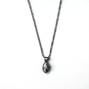 Vintage White Turquoise Necklace インディアンジュエリー ホワイトターコイズ ホピチェーン ネックレス Sterling シルバー ホールマーク M刻印