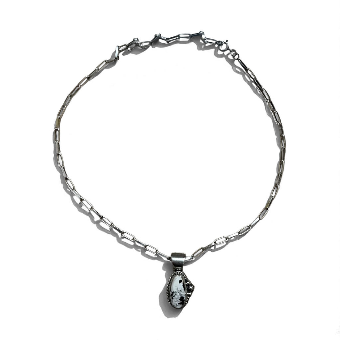 Vintage White Turquoise Necklace インディアンジュエリー ホワイトターコイズ ホピチェーン ネックレス Sterling シルバー ホールマーク M刻印