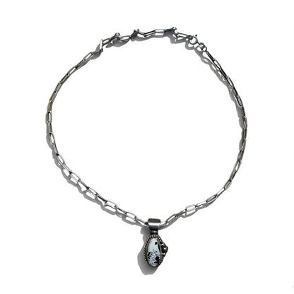 Vintage White Turquoise Necklace, Indian Jewelry, White Turquoise, Hopi Chain Necklace, Sterling Silver, Hallmark M Stamp