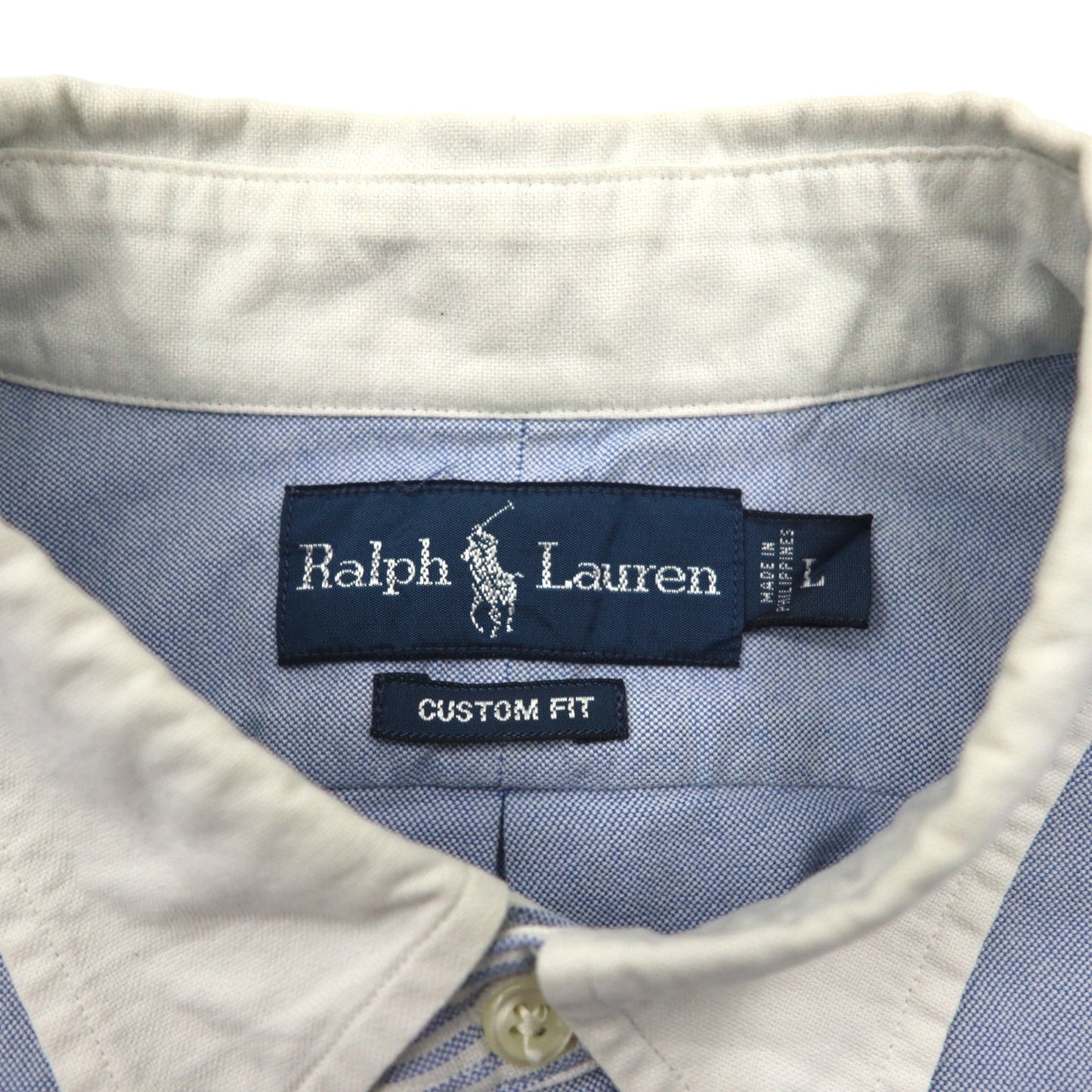 Ralph Lauren 90年代 R.L.P.C. オックスフォード ボタンダウンシャツ L ブルー 1932-34-35 N.Y. ワンポイント刺繍