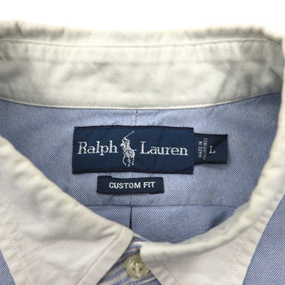 Ralph Lauren 90年代 R.L.P.C. オックスフォード ボタンダウンシャツ L ブルー 1932-34-35 N.Y. ワンポイント刺繍