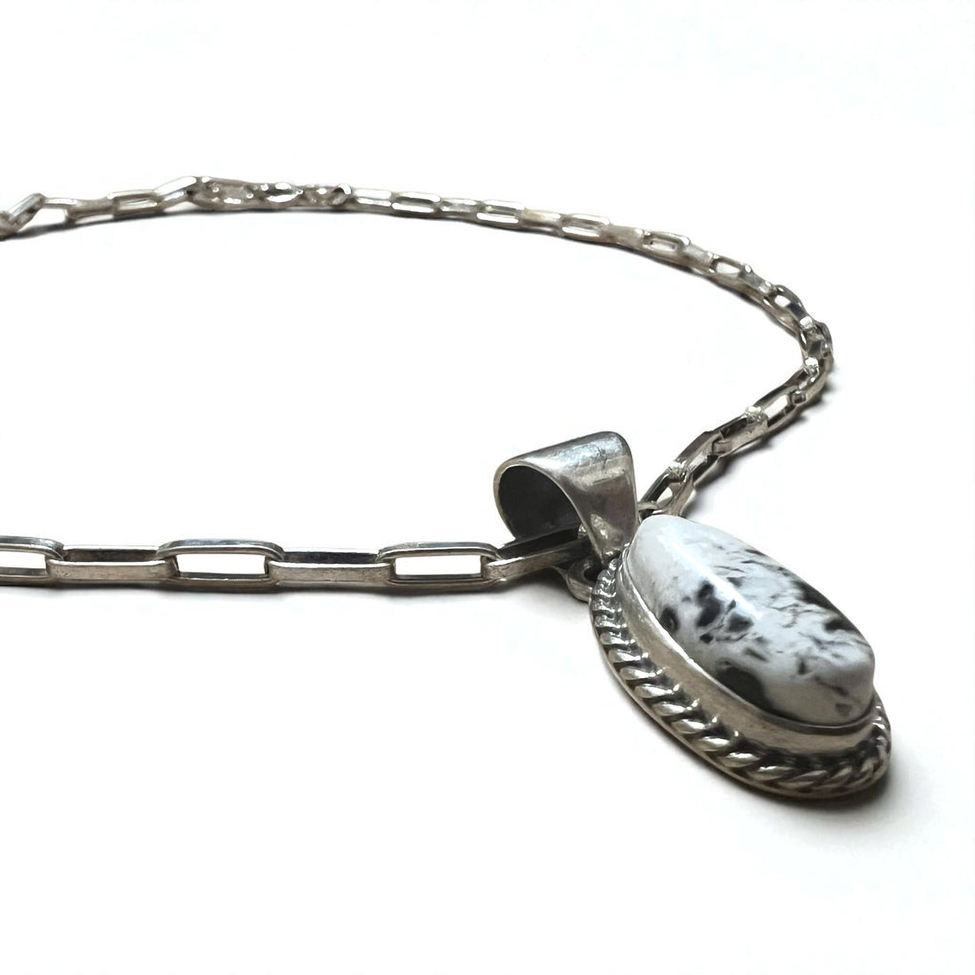 Vintage White Turquoise Necklace インディアンジュエリー ホワイトターコイズ ホピチェーン ネックレス Sterling シルバー ホールマーク M刻印
