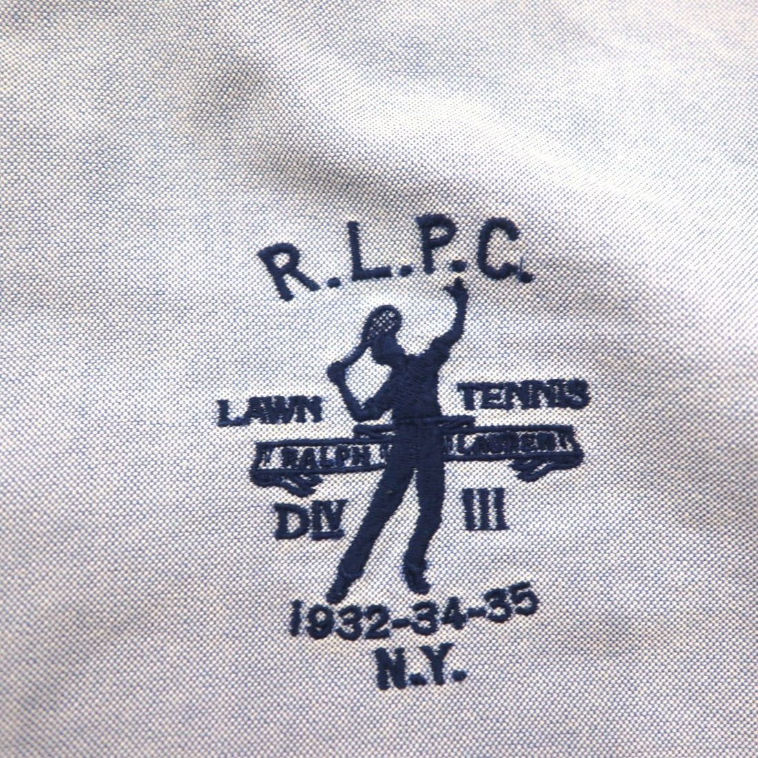 Ralph Lauren 90s RLPC Oxford Button-Down Shirt, Size L, Blue, 1932-34-35, NY, with One-Point Embroidery
