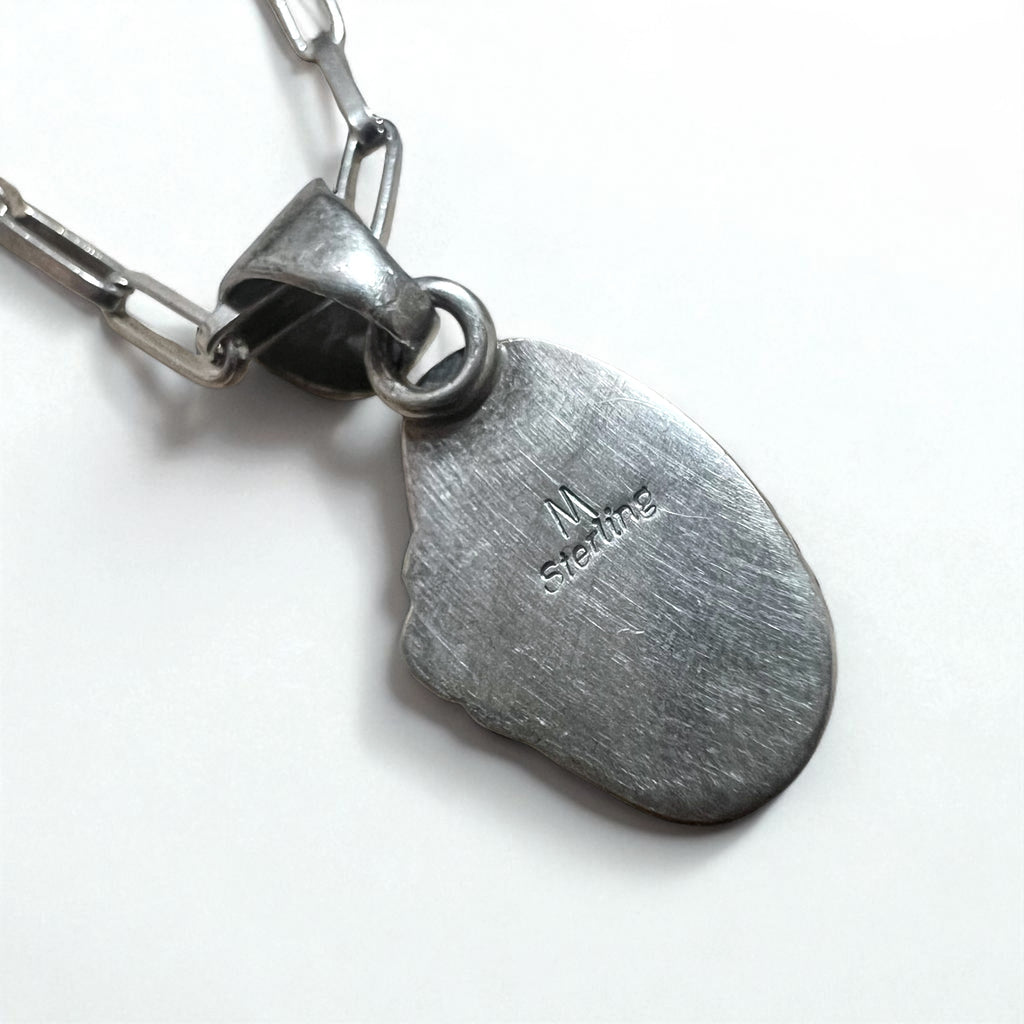 Vintage White Turquoise Necklace, Indian Jewelry, White Turquoise, Hopi Chain Necklace, Sterling Silver, Hallmark M Stamp