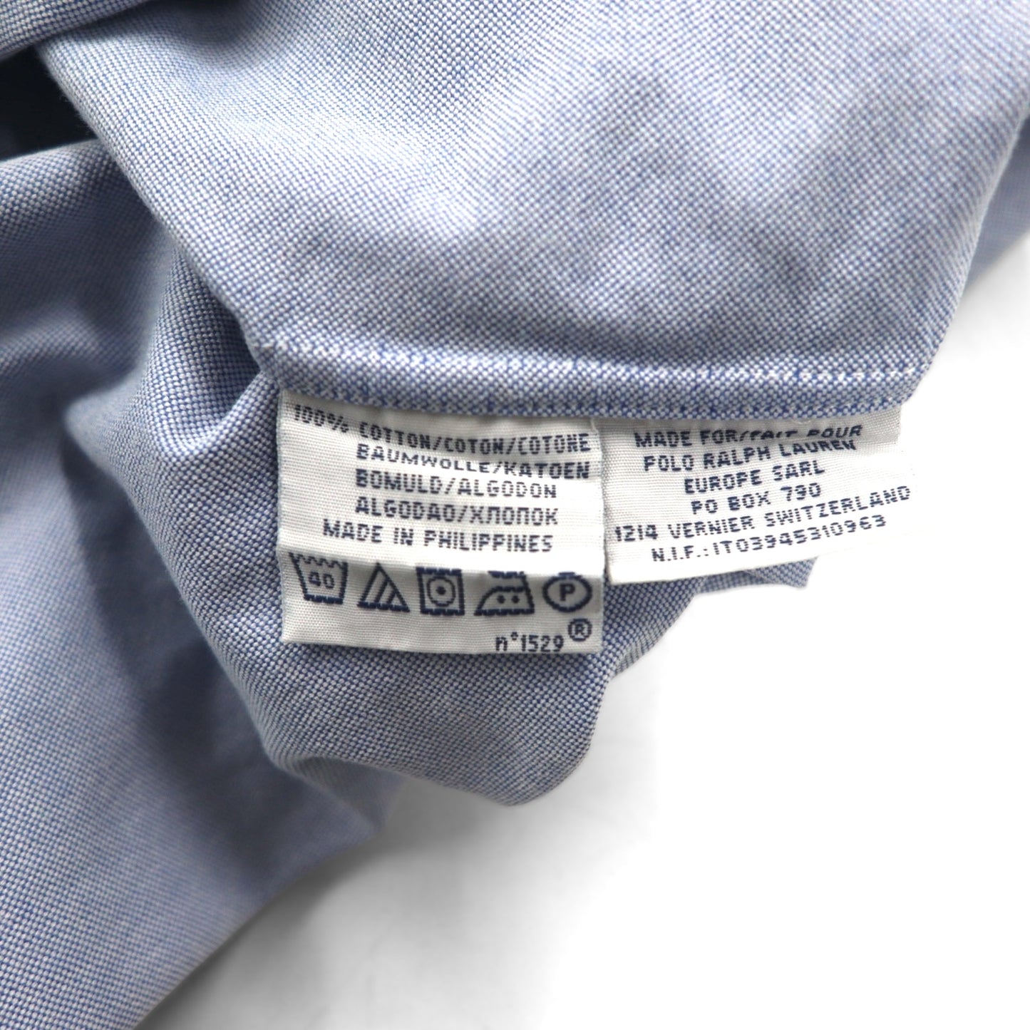 Ralph Lauren 90年代 R.L.P.C. オックスフォード ボタンダウンシャツ L ブルー 1932-34-35 N.Y. ワンポイント刺繍