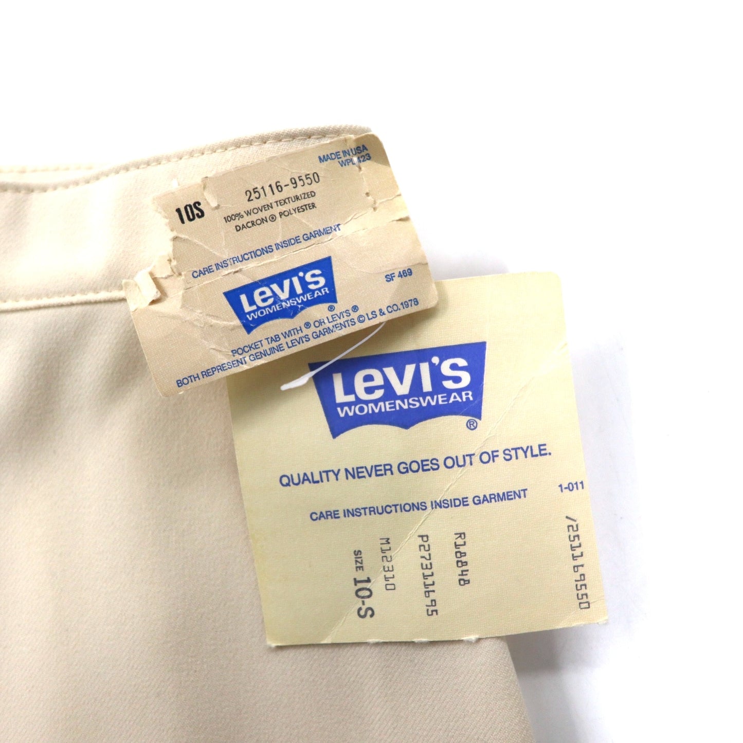 Levi's USA製 70年代 フレア スラックスパンツ 10-S ホワイト ポリエステル BEND OVER PANT 25116-9550 デッドストック 未使用品