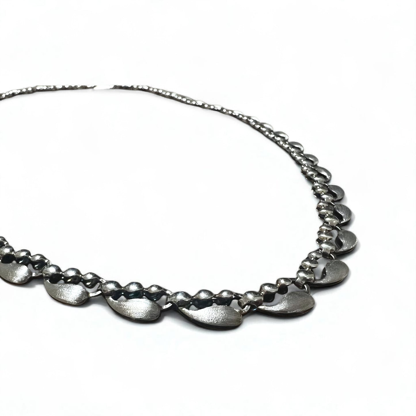 Vintage Silver Necklace Teardrop 2-Way Necklace/Bracelet, PT100 SV, Silver, Platinum