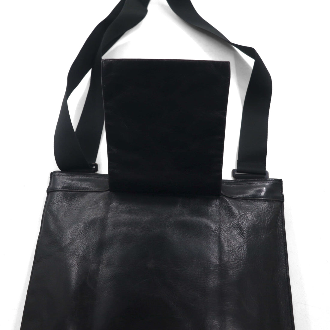 PORTER (Yoshida Bag) Made in Japan All Leather Shoulder Bag, Sacoche, Black Crossbody