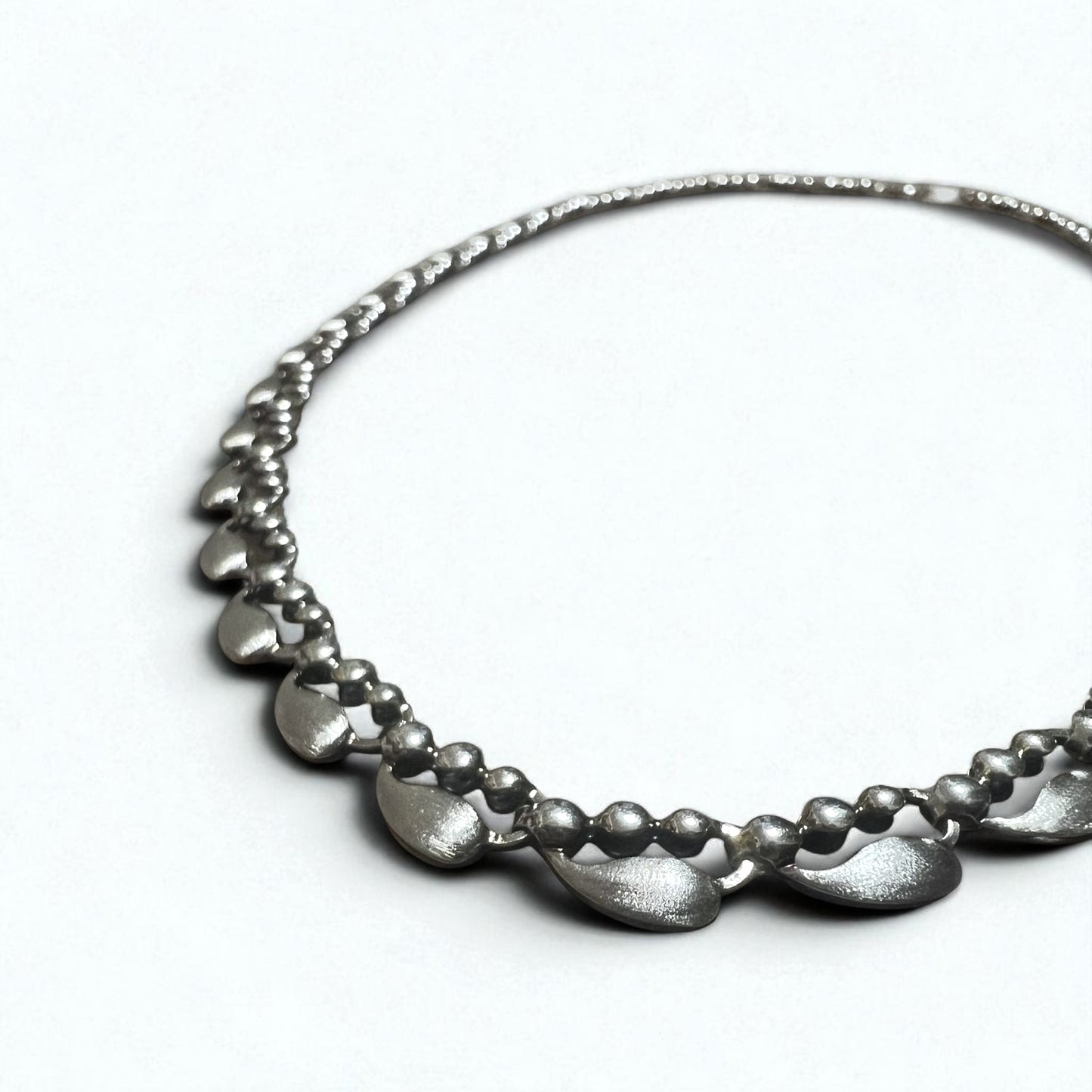 Vintage Silver Necklace Teardrop 2-Way Necklace/Bracelet, PT100 SV, Silver, Platinum