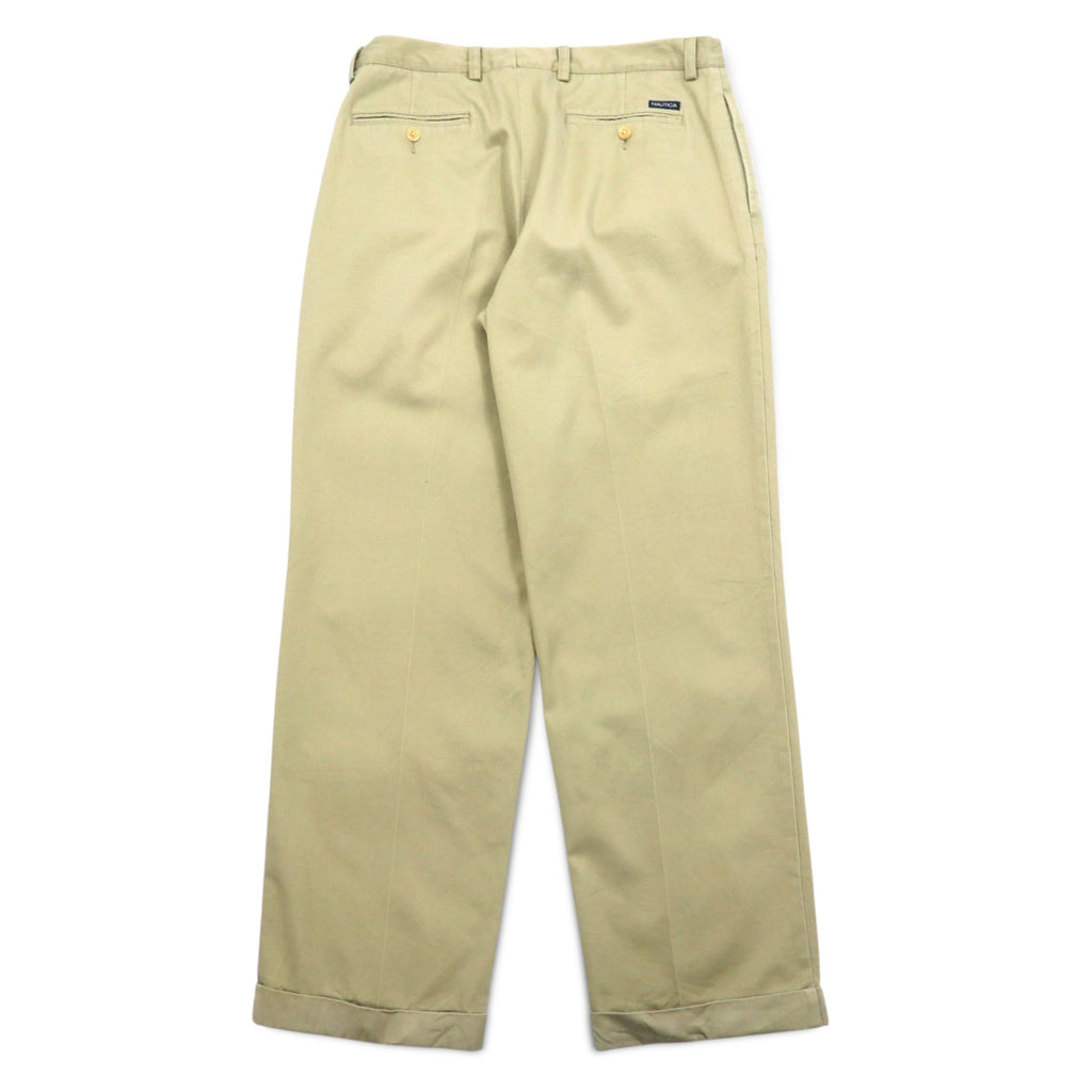 NAUTICA タック ワイド チノパンツ L ベージュ CLASSIC FIT コットン RIGGER