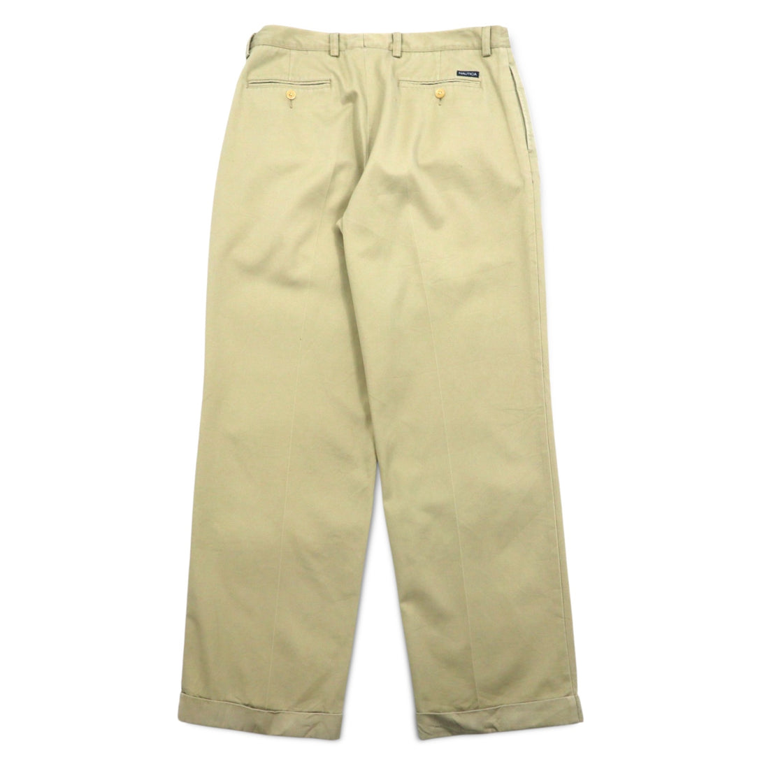 NAUTICA タック ワイド チノパンツ L ベージュ CLASSIC FIT コットン RIGGER