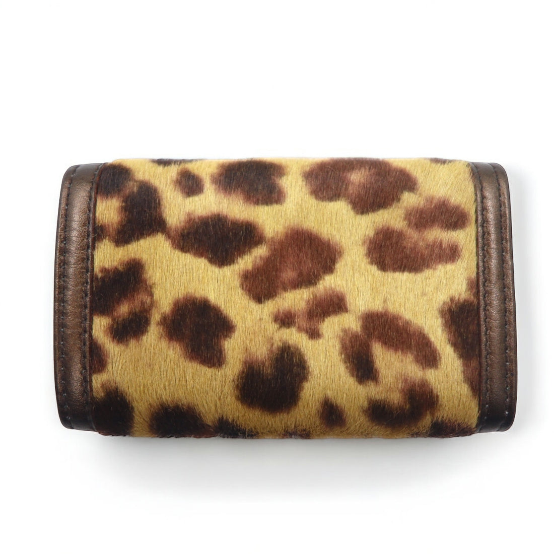 Salvatore Ferragamo Made in Italy 6-ring Gancini pony key case, leopard print, brown AQ-221787