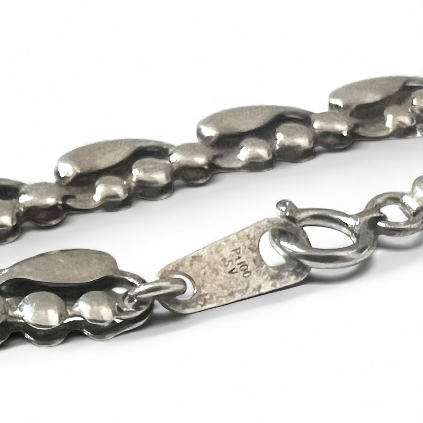 Vintage Silver Necklace Teardrop 2-Way Necklace/Bracelet, PT100 SV, Silver, Platinum