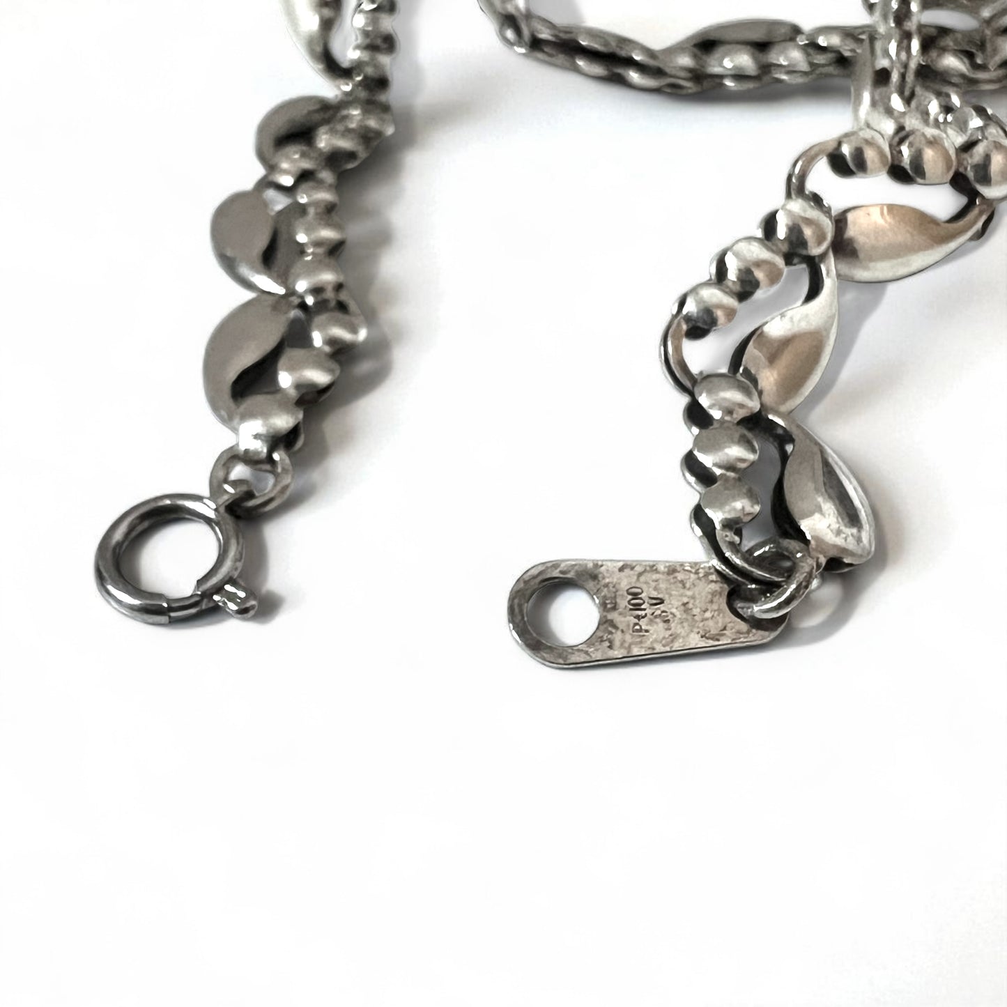 Vintage Silver Necklace Teardrop 2-Way Necklace/Bracelet, PT100 SV, Silver, Platinum