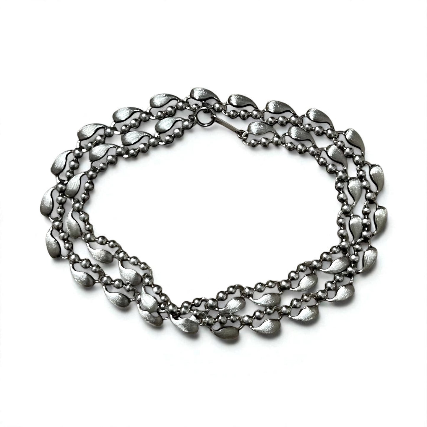 Vintage Silver Necklace Teardrop 2-Way Necklace/Bracelet, PT100 SV, Silver, Platinum