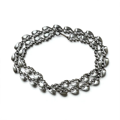 Vintage Silver Necklace Teardrop 2-Way Necklace/Bracelet, PT100 SV, Silver, Platinum