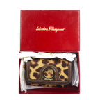 Salvatore Ferragamo Made in Italy 6-ring Gancini pony key case, leopard print, brown AQ-221787
