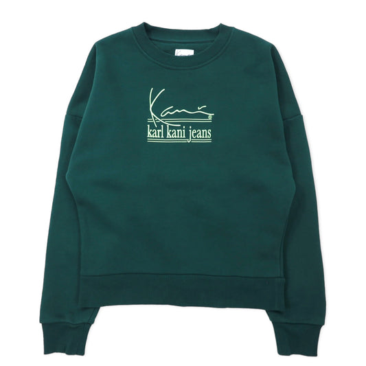 日本然リトテ-古着オンライン-karl kani jeans ドロップショルダー スウェット XS グリーン コットン クロップド丈-karl kani jeans drop shoulder Sweatshirt XS green cotton cropped length