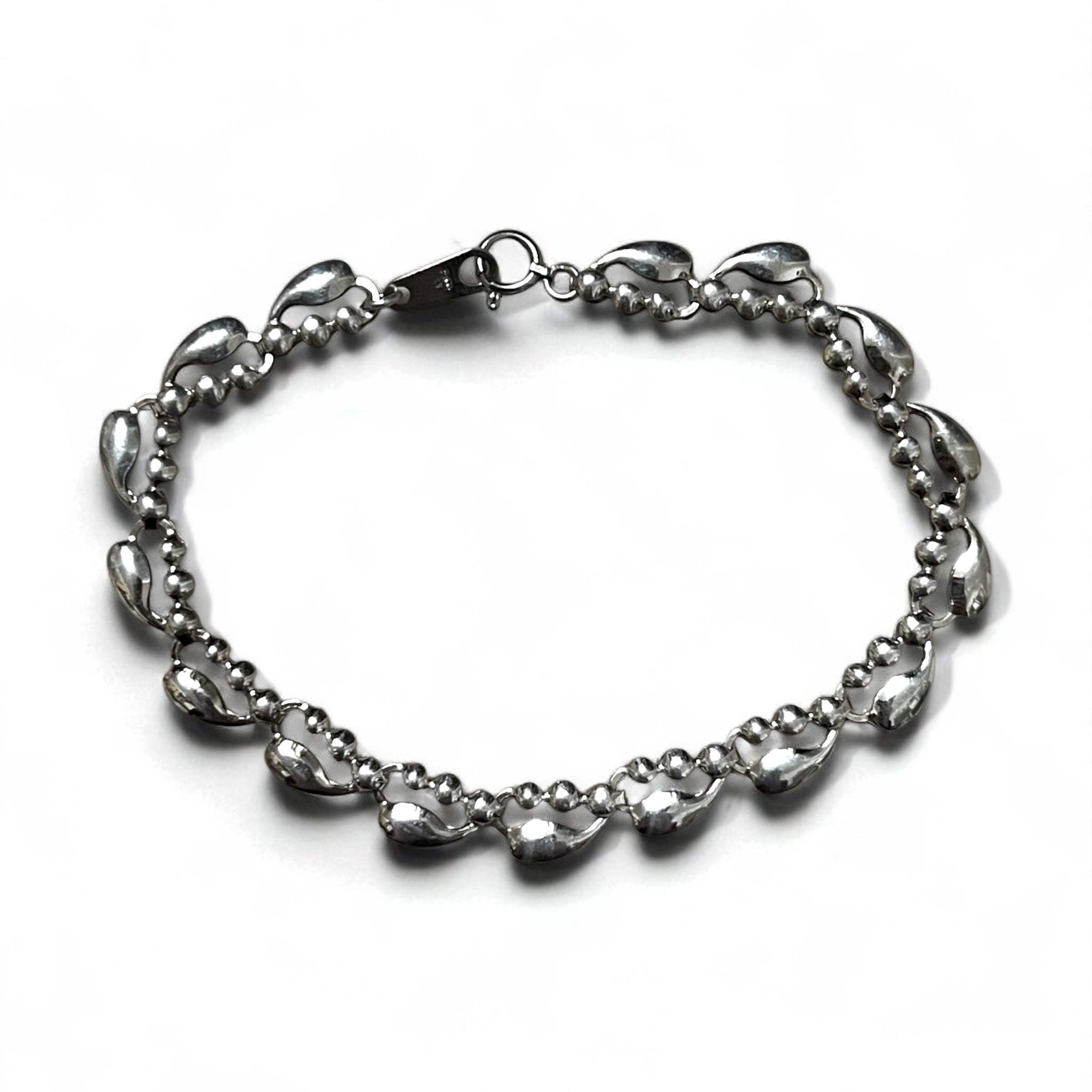 Vintage Silver Bracelet Teardrop Bracelet PT100 SV Platinum Silver