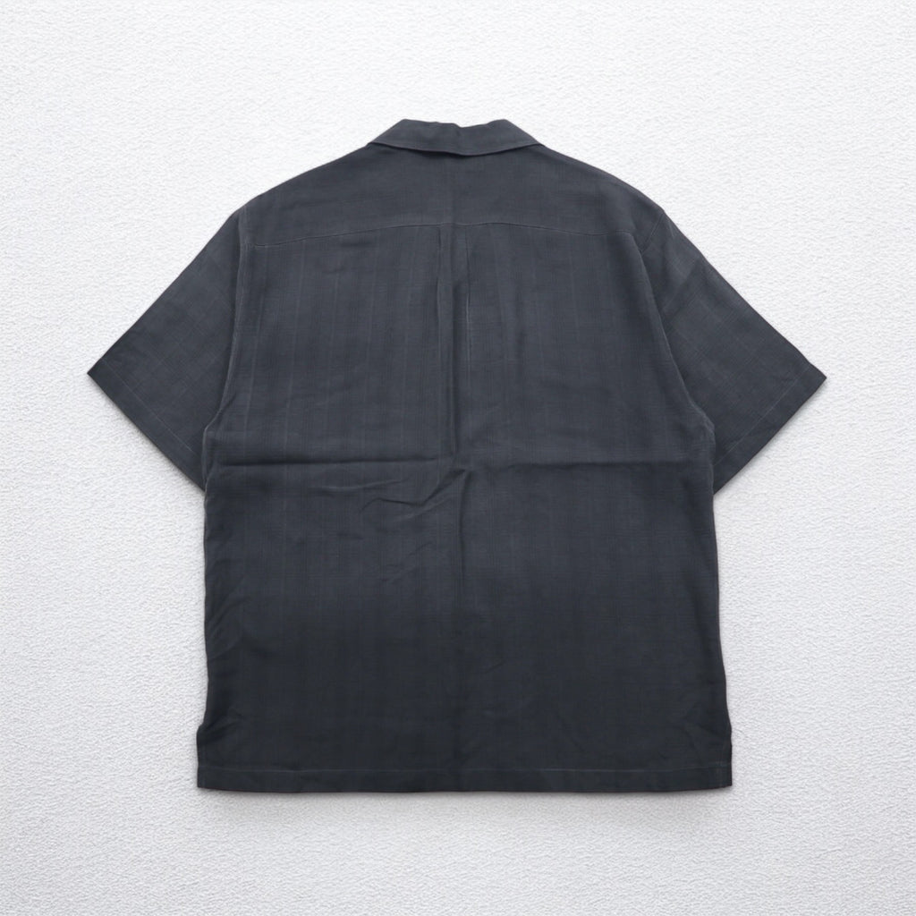 Tommy Bahama 半袖 オープンカラーシャツ 開襟 シルクシャツ M グレー シャドーチェック