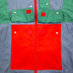 Vintage Euro Work Jacket ユーロワーク カラーブロック ナイロンジャケット XL ブルー フード収納式 ドローコード