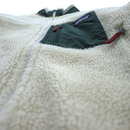 Patagonia レトロX Boys Retro-X Jacket ボア フリースジャケット M ナチュラル × グリーン ナイロン切替 65644