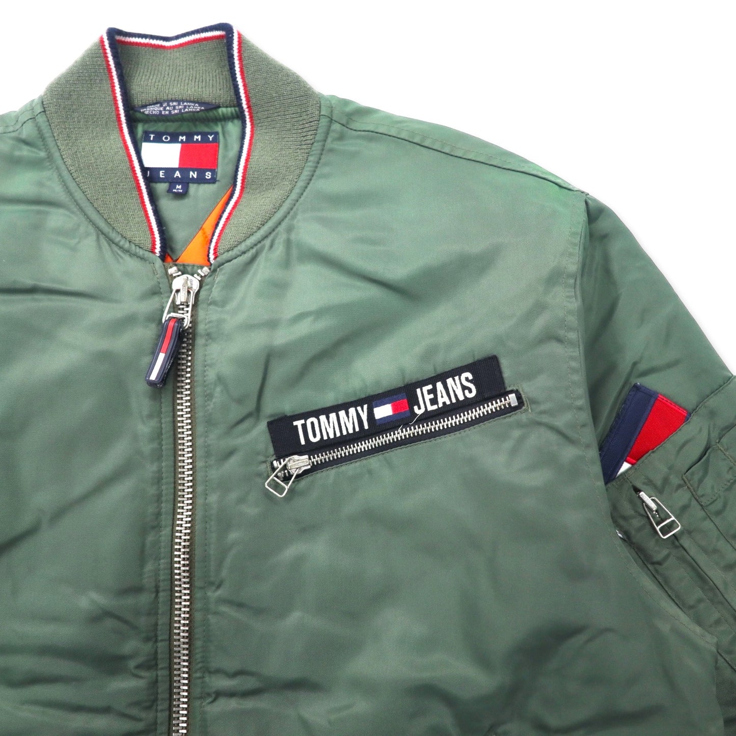 TOMMY JEANS 90年代 MA-1 フライトジャケット M カーキ ナイロン キルティングライナー ビッグサイズ