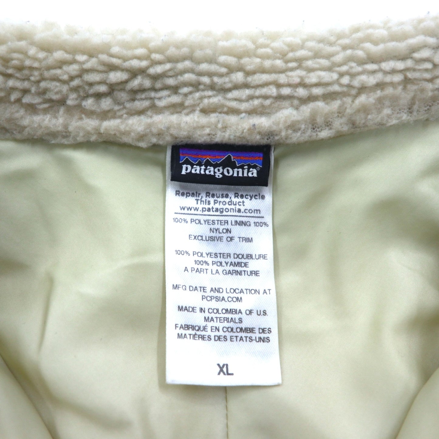 Patagonia レトロX Boys Retro-X Jacket ボア フリースジャケット M ナチュラル × グリーン ナイロン切替 65644